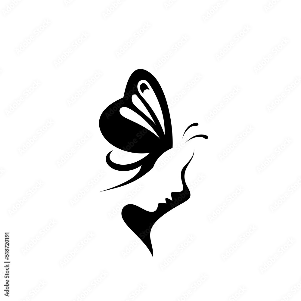 butterfly face woman logo silhouette Stock Vector Adobe Stock