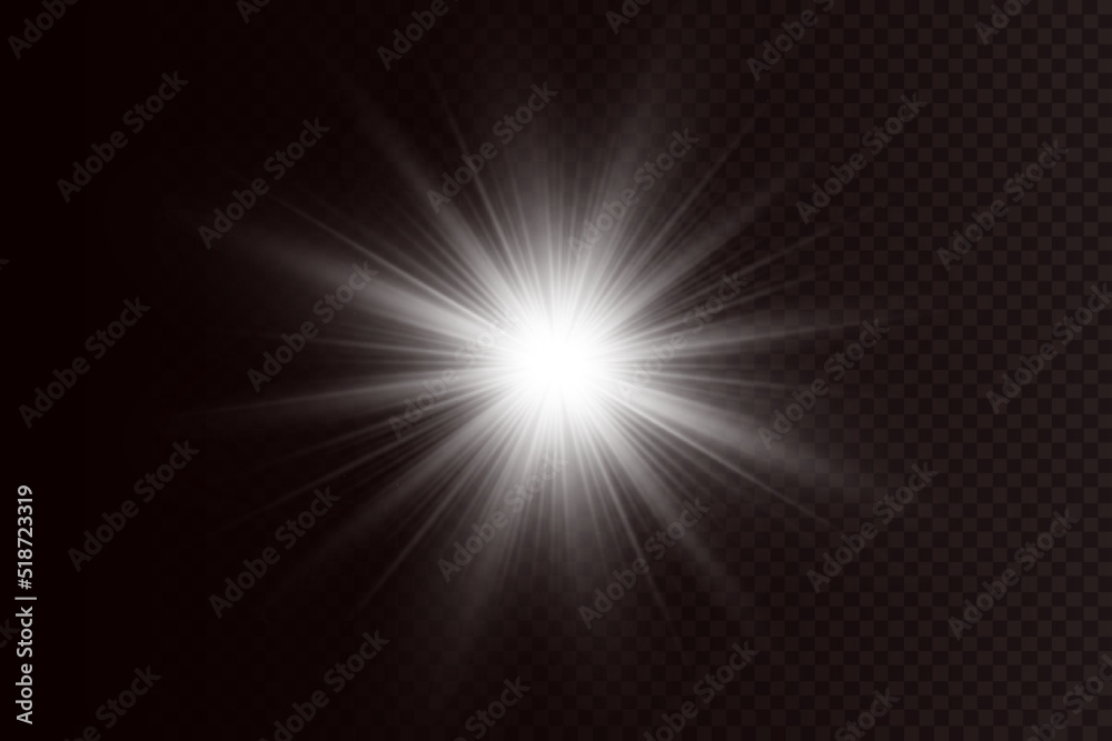Fototapeta premium Glow effect. Star on transparent background.Bright sun. Vector illustration.