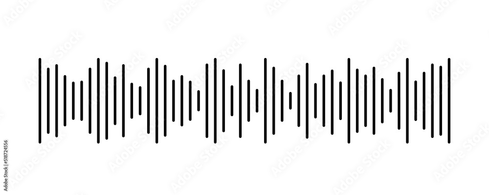 Podcast sound wave. Waveform pattern for music player, podcast, voise message, music app. Audio wave icon. Equalizer template. Vector illustration isolated on white background.