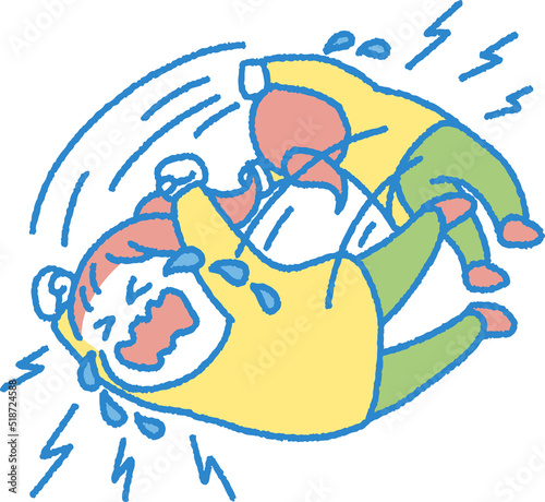 癇癪をおこして床を転がる子供のイラスト