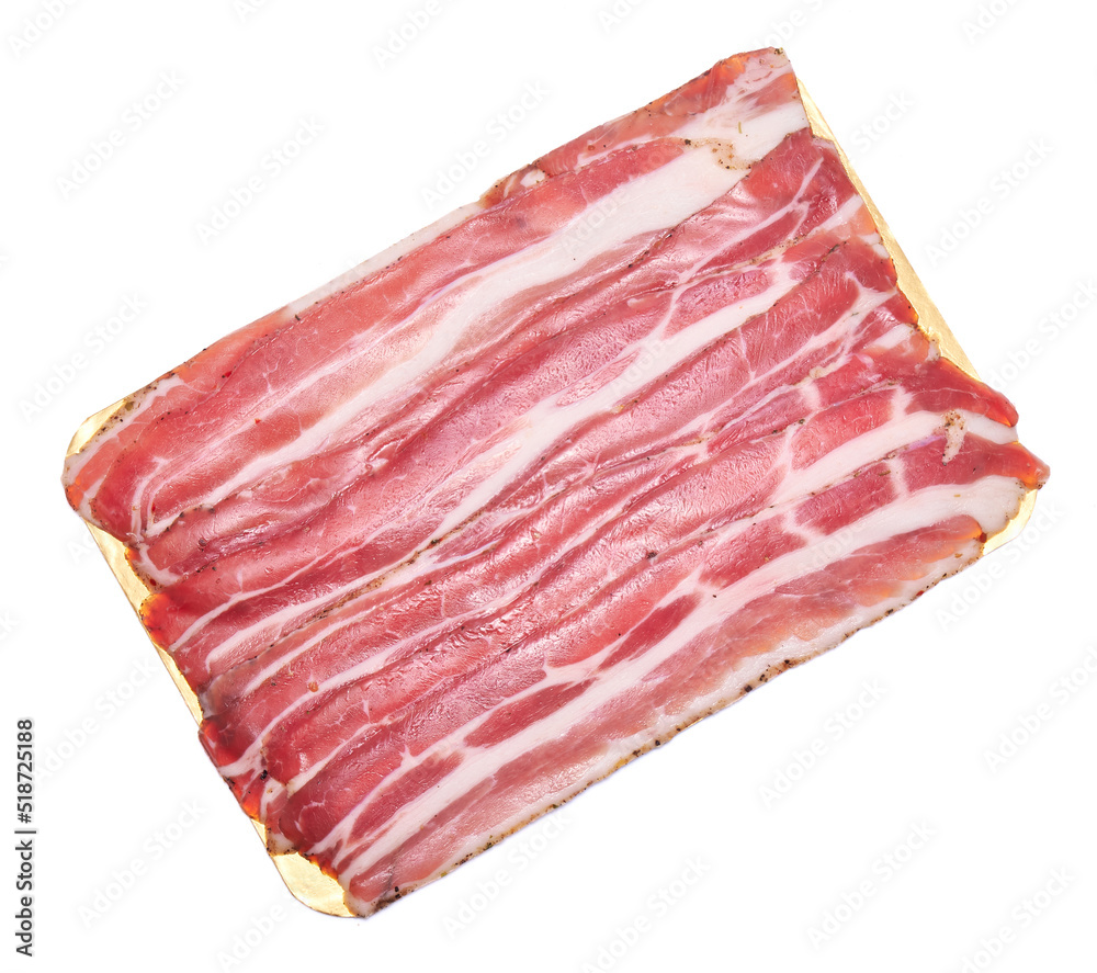 Organic bacon meat isolated on white background Organic bacon meat isolated on white background