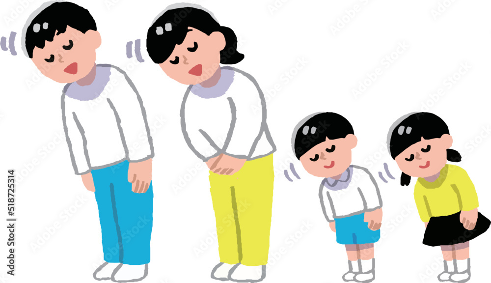 挨拶する家族 挨拶する家族