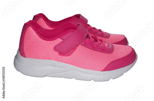 Pink fashion sneakers Isolated on a white background.
