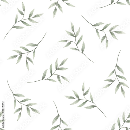 Fototapeta Naklejka Na Ścianę i Meble -  Watercolor bamboo leaves pattern.