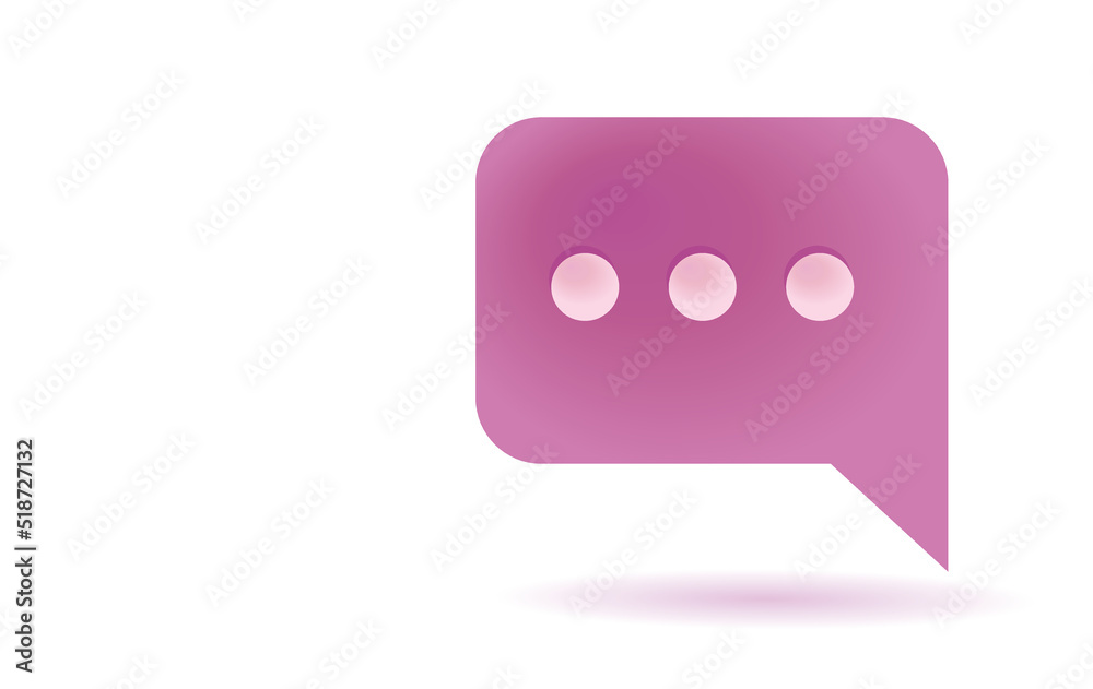 3d vector illustration of a purple speech bubble on white gradient. Copy space 3d vector illustration of a purple speech bubble on white gradient. Copy space