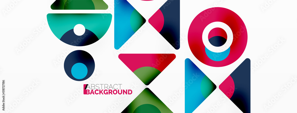 Creative geometric wallpaper. Minimal abstract background. Triangles and circles composition vector illustration for wallpaper banner background or landing page Creative geometric wallpaper. Minimal abstract background. Triangles and circles composition vector illustration for wallpaper banner background or landing page