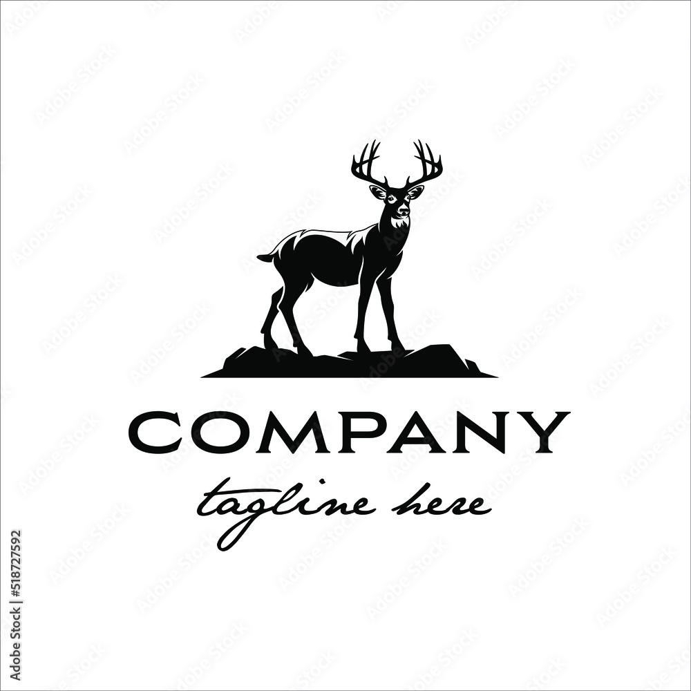 Whitetail deer ranch logo with elegant and luxurious style design Stock