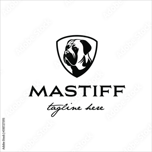 Free Download Mastiff dog logo in badge with masculine design style - GFXLoad