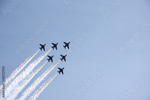 Airplane flying aerobatic in the sky of Japan