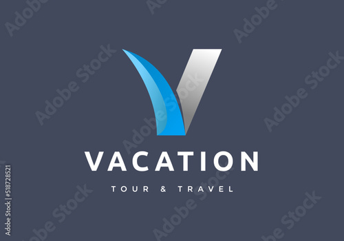 The letter v logo is suitable for tour and travel agents.