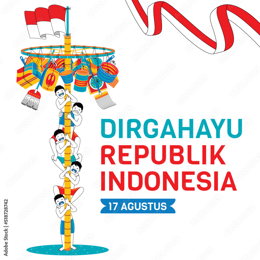 Obraz premium Indonesia independence day with character illustration