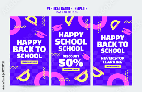 Back to School Web Banner for Social Media Vertical Poster, banner, space area and background
