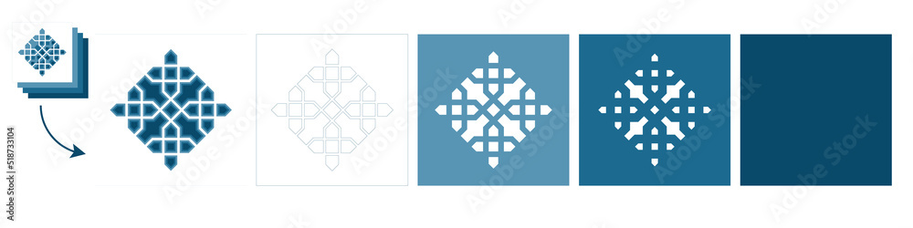 Different layers for paper cutting. Template Islamic pattern for laser cutting or paper cut. Vector illustration. Different layers for paper cutting. Template Islamic pattern for laser cutting or paper cut. Vector illustration.