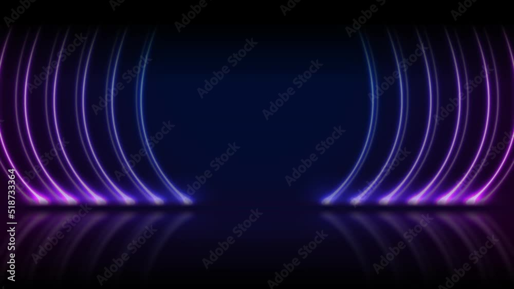 Blue purple neon laser curved lines technology background with ...