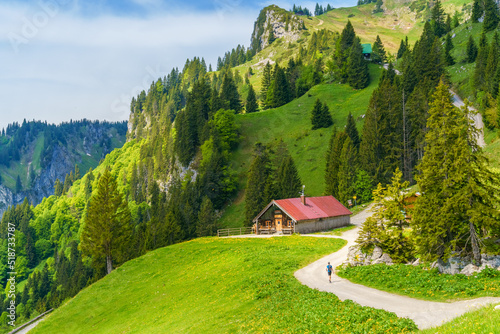 Picturesquely situated alpine hut on the mountain Brauneck. Hiking area and skiing area