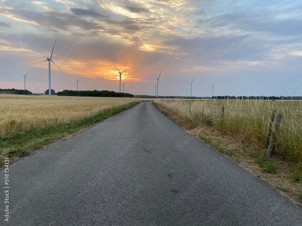 wind turbines, wind farm producing green clean renewable energy