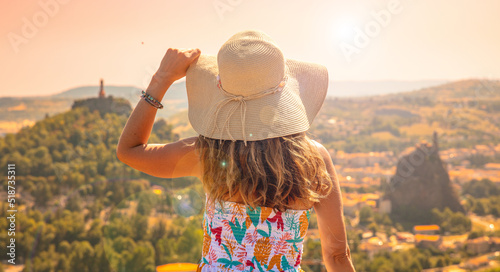 Tableau sur toile traveler woman in Le Puy en Velay- France