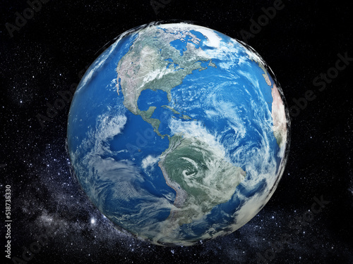 Fototapeta Naklejka Na Ścianę i Meble -  Earth in the space with cloud map. 3D illustration