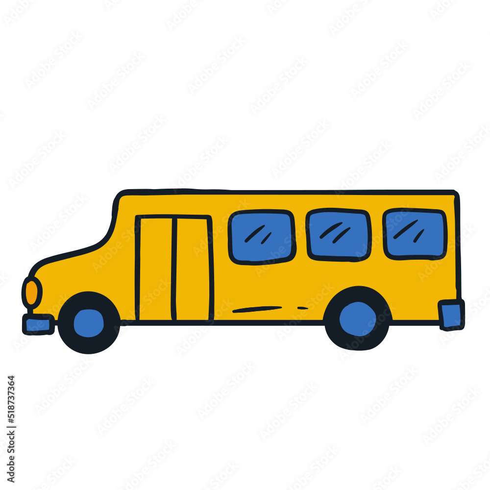 colored hand drawn school bus icon element