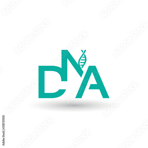 DNA Helix Logo, DNA Concept Consisting of Letters D N and A Logo