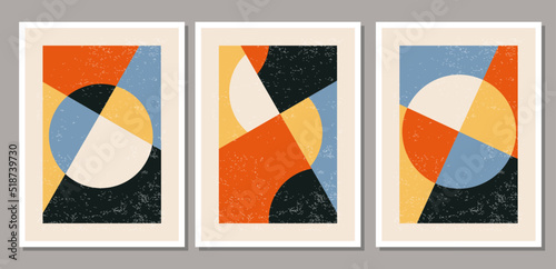 Set of minimalist 20s geometric design poster with primitive shapes
