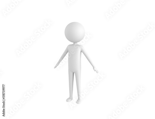 Stick Man character standing in T-Pose in 3d rendering.
