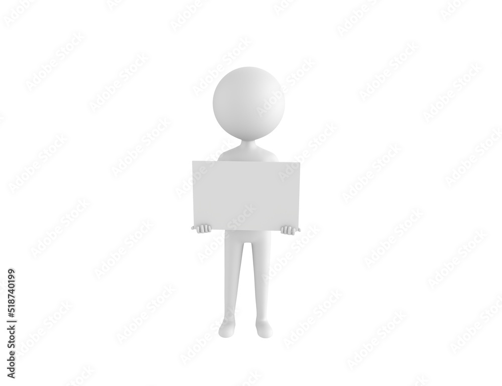 Stick Man character holding a blank billboard in 3d rendering. Stick Man character holding a blank billboard in 3d rendering.