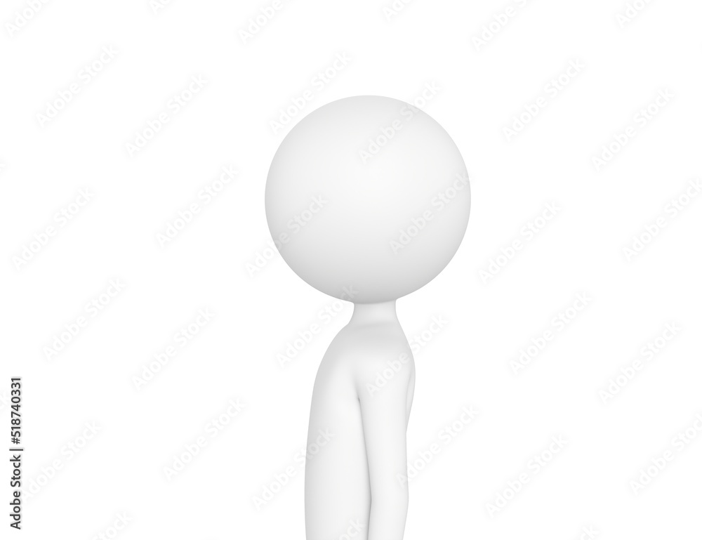 Stick Man character looking to side in 3d rendering. Stick Man character looking to side in 3d rendering.