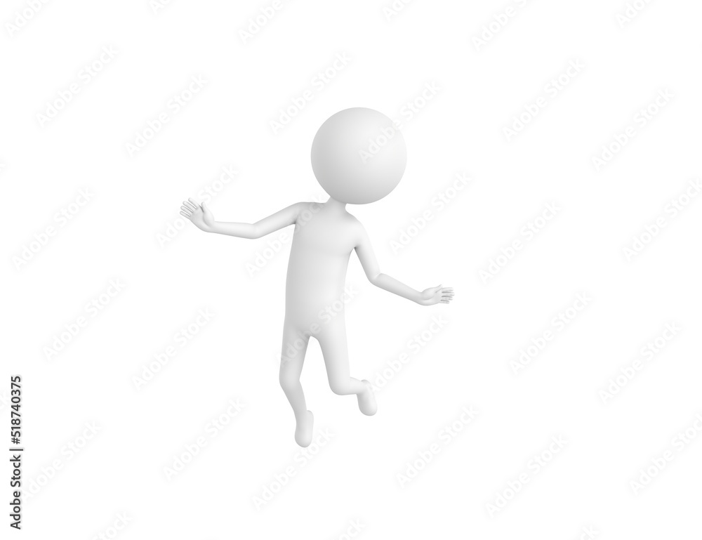 Stick Man character flying in the air in 3d rendering. Stick Man character flying in the air in 3d rendering.