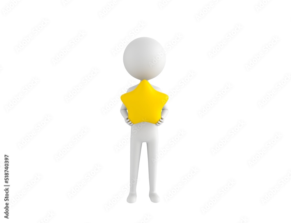 Stick Man character holding star in 3d rendering. Stick Man character holding star in 3d rendering.
