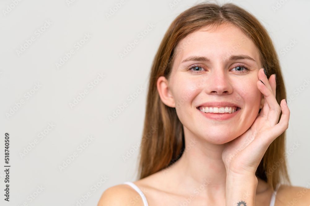 Portrait of pretty young woman over isolated white background Portrait of pretty young woman over isolated white background