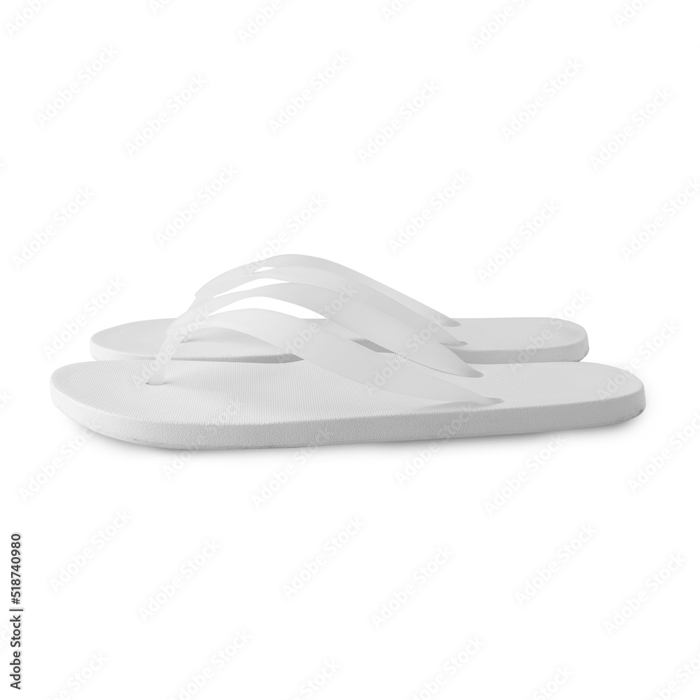 White flip flop sandals mockup isolated on white background with clipping path. White flip flop sandals mockup isolated on white background with clipping path.