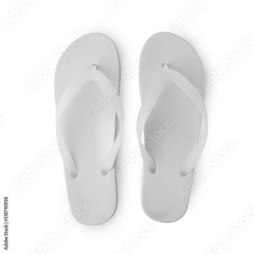 White flip flop sandals mockup isolated on white background with clipping path.