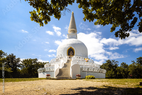 White Stupa, Temple of Peace, Buddhism religion in Hungary at Lake Balaton in Zalaszanto. Religious place with a beautiful temple photo