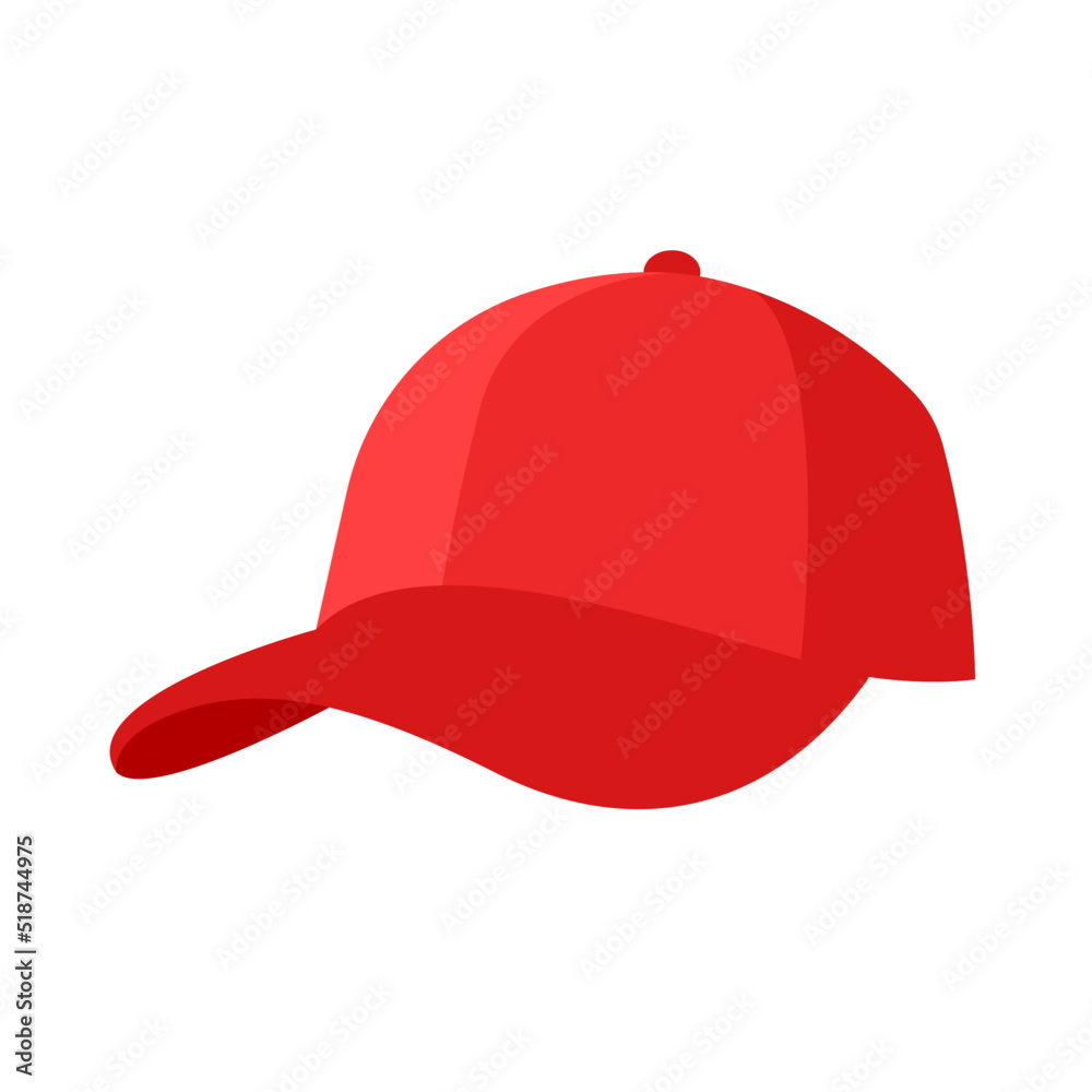 Vetor de Red baseball cap Icon vector illustration flat style logo design  do Stock | Adobe Stock