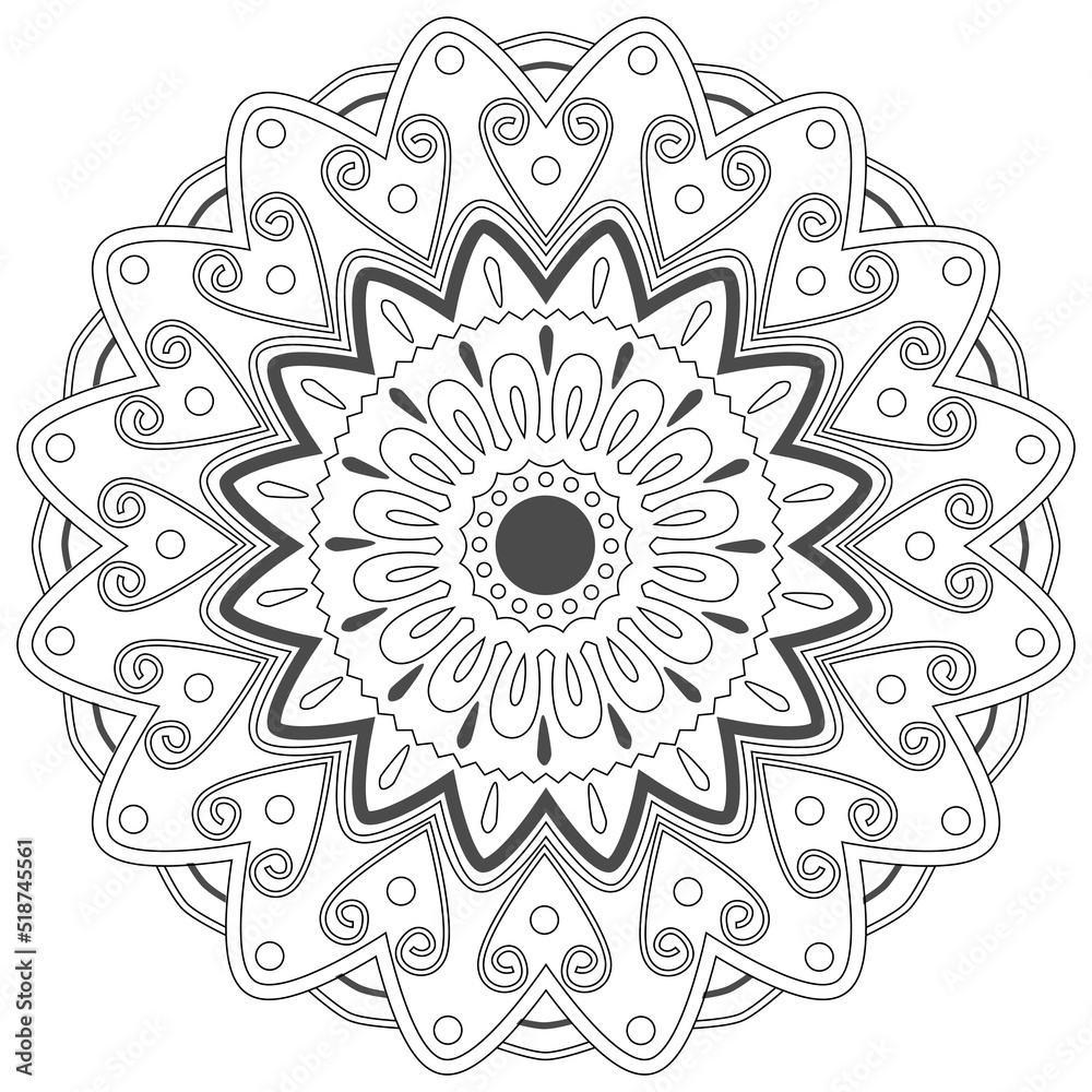 Flower Mandala. Decorative elements. Oriental drawing, vector illustration. Coloring book page