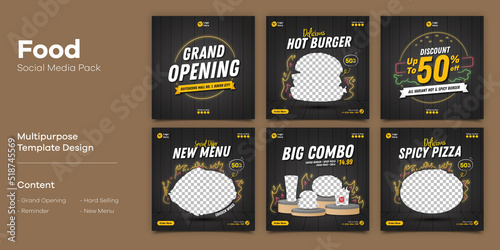 Burger Fastfood Social Media Post Bundle Template