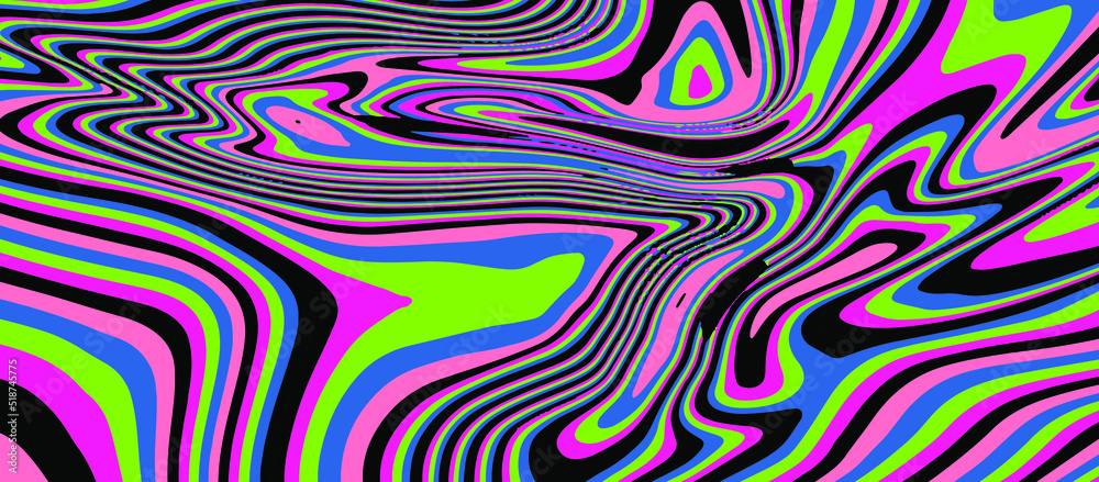 Fototapeta premium Abstract geometric background with warped colorful lines. Trippy op-art style illustration.