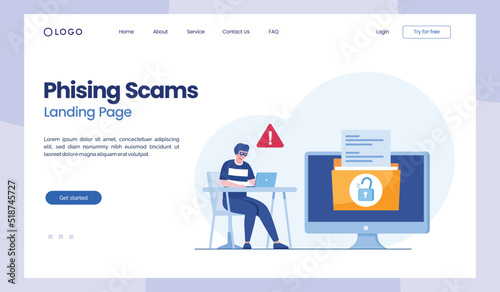 Financial Scams, Data protection metaphors set. Database, cyber security, control, protection of computer services and electronic information. Vector isolated concept metaphor illustrations banner