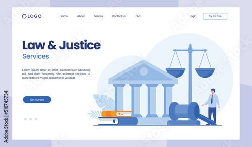 legal and justice, law firm and legal services concept, lawyer consultant, flat illustration vector landing page template