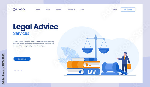 legal advice, law firm and legal services concept, lawyer consultant, flat illustration vector landing page template