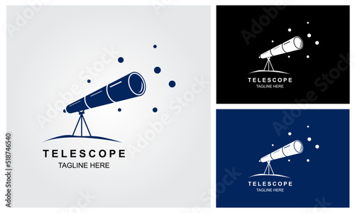 Telescope Logo Design Template With Star.