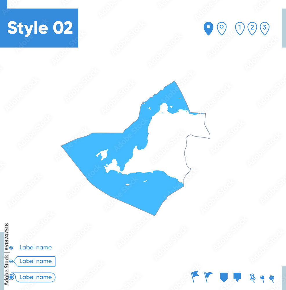 Banten, Indonesia - stroke map isolated on white background with water and roads. Vector map Banten, Indonesia - stroke map isolated on white background with water and roads. Vector map