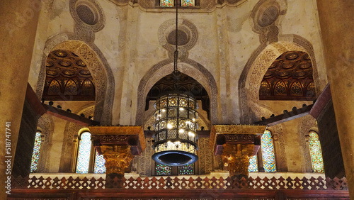 Cairo-Egypt Sep 01, 2020: inside praying hall in a Mosque Located in Old Cairo Area form 1275-1303