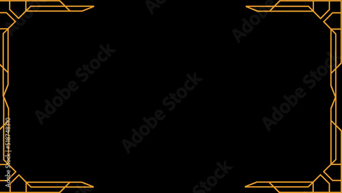 Yellow design frame on black background.