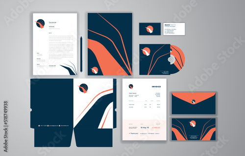 Corporate Brand Identity Mockup set with digital elements. Classic full stationery template design. Editable vector illustration