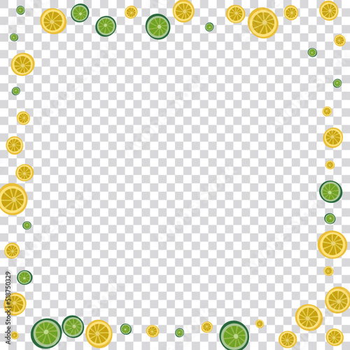 Mint Citrus Background Transparent Vector. Cute Pattern. Juicy Lemon Print. Freshness Lime Greenish Set.