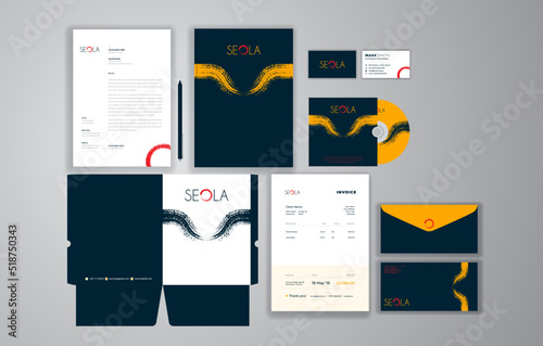 Corporate Brand Identity Mockup set with digital elements. Classic full stationery template design. Editable vector illustration