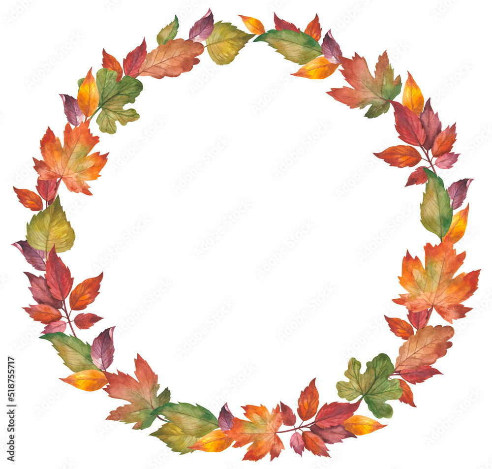 Round frame with autumn leaves