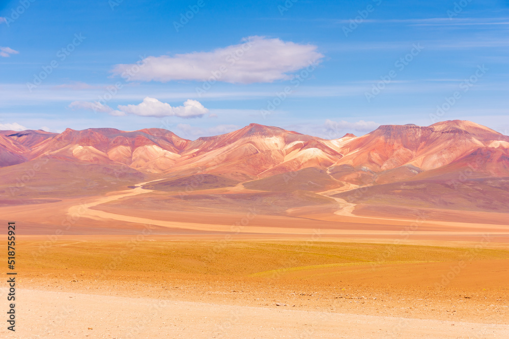 Colourful Andes in the Salvador Dali Desert (Desierto de Salvador Dali) in the Altiplano region of Bolivia.